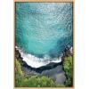 imageKate and Laurel Sylvie Maui Black Sand Beach 1 Framed Canvas Wall Art by Rachel Bolgov 18x40 Gray Coastal Beach Home DcorNatural