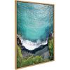 imageKate and Laurel Sylvie Maui Black Sand Beach 1 Framed Canvas Wall Art by Rachel Bolgov 18x40 Gray Coastal Beach Home DcorNatural