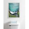 imageKate and Laurel Sylvie Maui Black Sand Beach 1 Framed Canvas Wall Art by Rachel Bolgov 18x40 Gray Coastal Beach Home DcorWhite