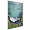 imageKate and Laurel Sylvie Maui Black Sand Beach 1 Framed Canvas Wall Art by Rachel Bolgov 18x40 Gray Coastal Beach Home DcorWhite