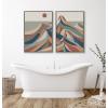 imageKate and Laurel Sylvie Mid Century Modern Mountains Blue Framed Canvas Wall Art by Rachel Lee of My Dream Wall 2 Piece 23x33 Walnut Brown Decorative Colorful Mountain Art Set for WallGray