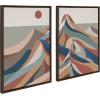 imageKate and Laurel Sylvie Mid Century Modern Mountains Blue Framed Canvas Wall Art by Rachel Lee of My Dream Wall 2 Piece 23x33 Walnut Brown Decorative Colorful Mountain Art Set for WallBrown