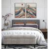 imageKate and Laurel Sylvie Mid Century Modern Mountains Blue Framed Canvas Wall Art by Rachel Lee of My Dream Wall 2 Piece 23x33 Walnut Brown Decorative Colorful Mountain Art Set for WallGray