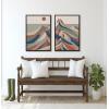 imageKate and Laurel Sylvie Mid Century Modern Mountains Blue Framed Canvas Wall Art by Rachel Lee of My Dream Wall 2 Piece 23x33 Walnut Brown Decorative Colorful Mountain Art Set for WallBrown
