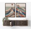 imageKate and Laurel Sylvie Mid Century Modern Mountains Blue Framed Canvas Wall Art by Rachel Lee of My Dream Wall 2 Piece 23x33 Walnut Brown Decorative Colorful Mountain Art Set for WallBrown