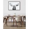 imageKate and Laurel Sylvie Moose Black and White Framed Canvas Wall Art by Amy Peterson Art Studio 23x33 Brown Modern Animal Portrait Art for WallBrown