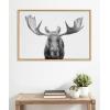 imageKate and Laurel Sylvie Moose Black and White Framed Canvas Wall Art by Amy Peterson Art Studio 23x33 Brown Modern Animal Portrait Art for WallNatural