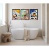 imageKate and Laurel Sylvie Record Player TV Cat Bed and Chill Out Saturday Framed Canvas Wall Art Set by Rachel Lee of My Dream Wall 3 Piece Set Black