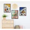 imageKate and Laurel Sylvie Record Player TV Cat Bed and Chill Out Saturday Framed Canvas Wall Art Set by Rachel Lee of My Dream Wall 3 Piece Set Black