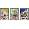 imageKate and Laurel Sylvie Record Player TV Cat Bed and Chill Out Saturday Framed Canvas Wall Art Set by Rachel Lee of My Dream Wall 3 Piece Set Black