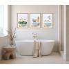 imageKate and Laurel Sylvie Three Penguins Beach House Bath Framed Canvas Wall Art by Amy Peterson 18x24 Natural Cute Animal Bathtub Art for WallNatural