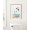 imageKate and Laurel Sylvie Three Penguins Beach House Bath Framed Canvas Wall Art by Amy Peterson 18x24 Natural Cute Animal Bathtub Art for WallNatural