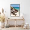 imageKate and Laurel Tulum Ruins Mexico Seascape Framed Canvas Wall Art by Stephanie Klatt 28 x 38 Sylvie Beaded Dark Gold Coastal Landscapes Beach Nature Art for Wall Decor Living Room