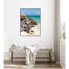 imageKate and Laurel Tulum Ruins Mexico Seascape Framed Canvas Wall Art by Stephanie Klatt 28 x 38 Sylvie Beaded Dark Gold Coastal Landscapes Beach Nature Art for Wall Decor Living Room