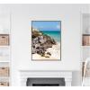 imageKate and Laurel Tulum Ruins Mexico Seascape Framed Canvas Wall Art by Stephanie Klatt 28 x 38 Sylvie Beaded Dark Gold Coastal Landscapes Beach Nature Art for Wall Decor Living Room