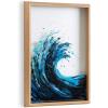 imageKate and Laurel Blake Waves Framed Printed Glass Art 18x24 Natural Transitional Wall DecorNatural