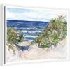imageKate and Laurel Coast Guard Beach with Roses In The Dunes Framed Canvas Wall Art by Patricia Shaw 24 x 18 Sylvie White Coastal Beach Nature Flowers Art for Wall Decor Living Room Bedroom
