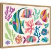 imageKate and Laurel Fun Colorful Tropical Fish Framed Canvas Wall Art by Rachel Lee 40 x 18 Sylvie Natural Whimsical Abstract Animals Beach Art for Wall Decor Living Room BedroomNatural