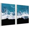 imageKate and Laurel Minimalist Ocean Waves on Beach Set of 2 28x38 Framed Canvas Wall Art Set by Michael Schauer Sylvie White Coastal Landscapes Beach Nature Landscapes Nature Art for Wall