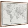 imageKate and Laurel Sylvie Beaded Vintage Black and White World Map Vintage Framed Canvas Wall Art by The Creative Bunch Studio 23x33 Gold Modern Geographical Map DcorGold