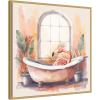 imageKate and Laurel Sylvie Flamingo Bath Pastel Tropical Bathroom Watercolor Framed Canvas Wall Art by The Creative Bunch Studio 30 x 30 Gold Whimsical Bathroom Animals Tropical Decor Living Room