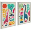 imageKate and Laurel Sylvie Giraffe Garden and Giraffe Garden II Framed Canvas Wall Art Set by Rachel Lee of My Dream Wall 2 Piece 23x33 White Modern Colorful Abstract Animal Art for Wall