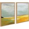 imageKate and Laurel Sylvie Golden Root Lake I and II Framed Canvas Wall Art Set by Nikita Jariwala 2 Piece Set 18x24 Natural Soft Abstract Prairie Landscape Art for Wall Decor