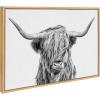 imageKate and Laurel Sylvie Highland Cow 2 Framed Canvas Wall Art by Simon Te of Tai Prints 28 x 38 Gray Oversized Farmhouse Animal ArtNatural