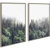 imageKate and Laurel Sylvie Lush Green Forest on a Foggy Day Left and Right Framed Canvas Wall Art Set by The Creative Bunch Studio 2 Piece 23x33 Gray Nature Mountains Forest Landscape Art Set for Wall