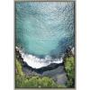 imageKate and Laurel Sylvie Maui Black Sand Beach 1 Framed Canvas Wall Art by Rachel Bolgov 18x40 Gray Coastal Beach Home DcorGray