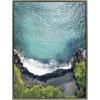imageKate and Laurel Sylvie Maui Black Sand Beach 1 Framed Canvas Wall Art by Rachel Bolgov 18x40 Gray Coastal Beach Home DcorGrey