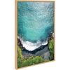 imageKate and Laurel Sylvie Maui Black Sand Beach 1 Framed Canvas Wall Art by Rachel Bolgov 18x40 Gray Coastal Beach Home DcorNatural