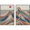 imageKate and Laurel Sylvie Mid Century Modern Mountains Blue Framed Canvas Wall Art by Rachel Lee of My Dream Wall 2 Piece 23x33 Walnut Brown Decorative Colorful Mountain Art Set for WallGray