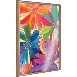 imageKate and Laurel Blake Flowers on Glass 1 Framed Printed Glass Wall Art by Jessi Raulet of Ettavee 18x24 Natural Decorative Tropical Floral Art for WallGold