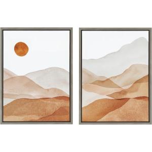 imageKate and Laurel Sylvie Abstract Mountain Range I and III Orange Framed Canvas Wall Art Set by Amy Lighthall 2 Piece Set 18x24 Gray Colorful Modern Landscape Wall Dcor