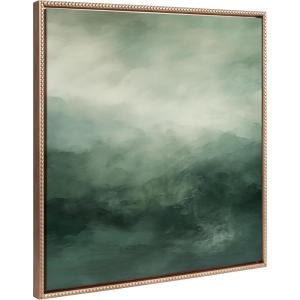 imageKate and Laurel Sylvie Beaded Tonal Abstract Comforting Sage Emerald Forest Green Landscape Vintage Framed Canvas Wall Art by The Creative Bunch Studio 30x30 Gold Modern Abstract Landscape Art