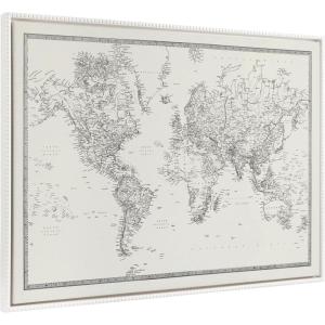 imageKate and Laurel Sylvie Beaded Vintage Black and White World Map Vintage Framed Canvas Wall Art by The Creative Bunch Studio 23x33 Gold Modern Geographical Map DcorWhite
