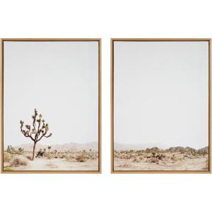 imageKate and Laurel Sylvie Lone Joshua Tree Left and Right Framed Canvas Wall Art Set by Amy Peterson Art Studio 2 Piece Set 28x38 Natural Modern Desert Tree Landscape Art Set for Wall