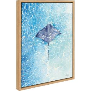imageKate and Laurel Sylvie Stingray Framed Canvas Wall Art by Julie Maida 18x24 White Scenic Ocean Water Wall Decor ArtNatural