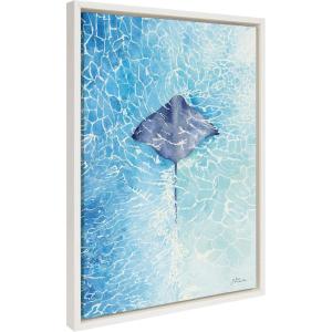 imageKate and Laurel Sylvie Stingray Framed Canvas Wall Art by Julie Maida 18x24 White Scenic Ocean Water Wall Decor ArtWhite