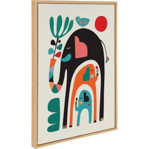 imageKate and Laurel Sylvie Three Elephants Framed Canvas Wall Art by Rachel Lee 23x33 Natural Colorful Jungle Animal Art for WallNatural