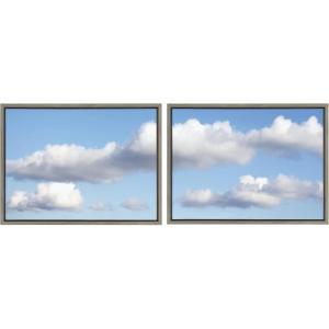 imageKate and Laurel Sylvie Uplifting Clouds Framed Canvas Wall Art Set by Stephanie Klatt 2 Piece Set 18x24 Gray Calming Neutral Wall Art Home DcorGray