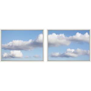 imageKate and Laurel Sylvie Uplifting Clouds Framed Canvas Wall Art Set by Stephanie Klatt 2 Piece Set 18x24 Gray Calming Neutral Wall Art Home DcorWhite
