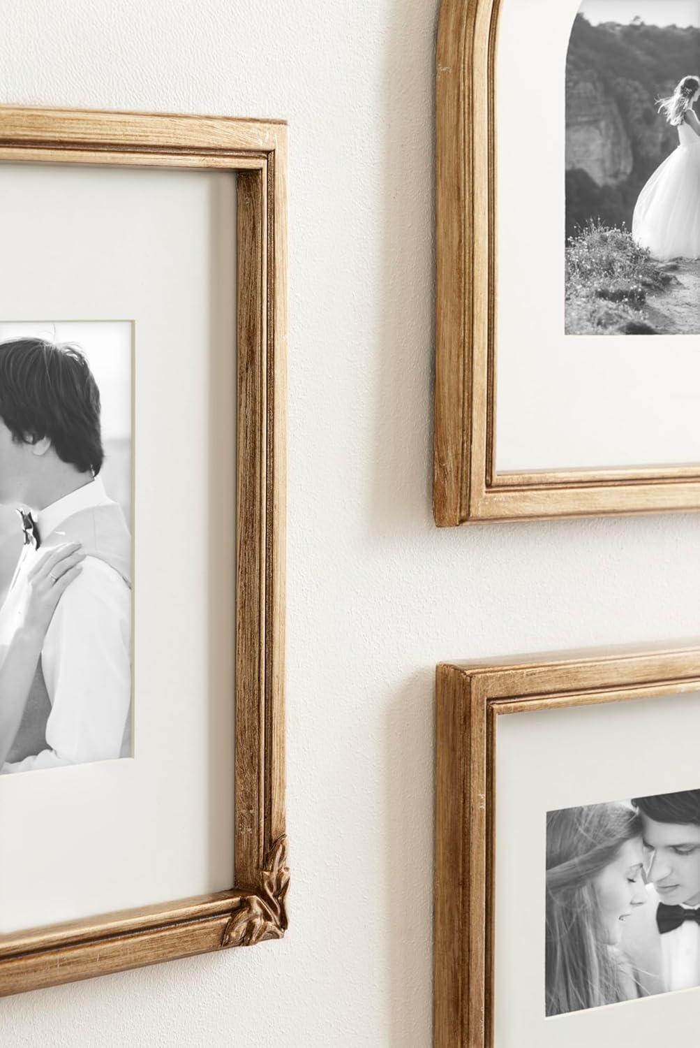 imageKate and Laurel Arendahl ThreePiece Picture Frame Set Antique Gold Set of 3 Varying Sizes Vintage Rectangle and Arched Photo Frame Set for Use as Gallery Wall Frames