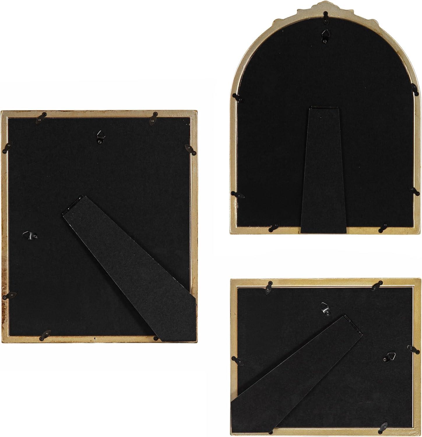 imageKate and Laurel Arendahl ThreePiece Picture Frame Set Antique Gold Set of 3 Varying Sizes Vintage Rectangle and Arched Photo Frame Set for Use as Gallery Wall Frames