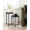 imageKate and Laurel Aguilar Modern Metal Round Nesting Tables Set of Two Black Transitional TwoPiece Circle Side Table Set for Use as Tiered Plant Stands or Outdoor Plant DecorBlack
