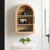 imageKate and Laurel Arcott Modern Arch Wall Cabinet 16 x 7 x 24 White Transitional Arched Cabinet for Use as OverTheToilet Storage or Living Room Storage OptionNatural