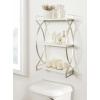 imageKate and Laurel Arietta Modern Glam 2Tier Wood and Metal Shelf 24 x 7 x 16 White and Silver Contemporary Decorative Wall Shelves for OverTheToilet Storage and DisplaySilverWhite