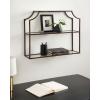 imageKate and Laurel Ciel Modern Glam Wide TwoTier Wall Shelf 24 x 20 Bronze Tiered Bathroom Shelves for Over The Toilet Storage or Bedroom Makeup OrganizerBronze