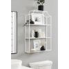 imageKate and Laurel Ciel Modern Glam Wide TwoTier Wall Shelf 24 x 20 Bronze Tiered Bathroom Shelves for Over The Toilet Storage or Bedroom Makeup OrganizerWhite